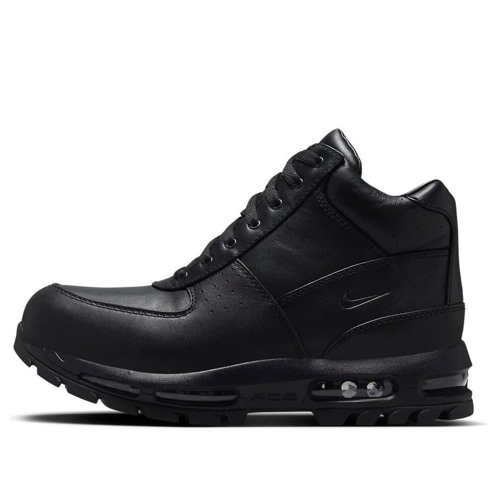 Size 12.5 Nike Air Max Goadome Triple Black Mens Leather Boots 865031-009